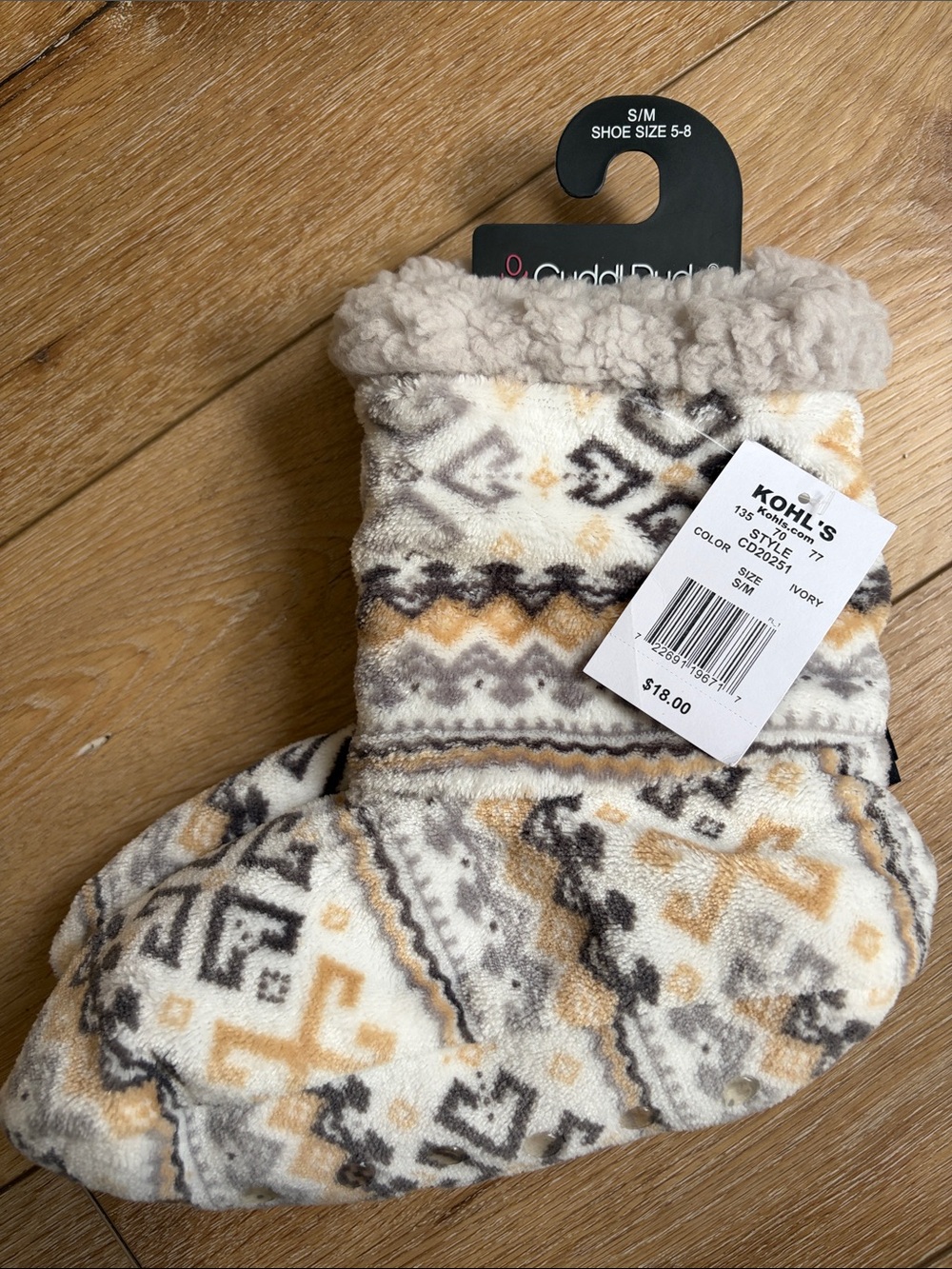 Cuddl Duds Women's Sherpa Lined Lounge Boot Slipper Socks M Size S/M 5-8 New
